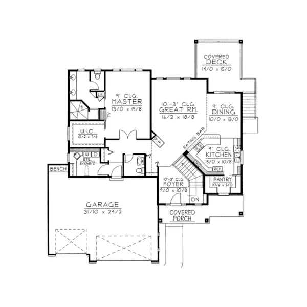 Traditional House Plan First Floor - Soren Ranch Home 096D-0030 - Shop House Plans and More