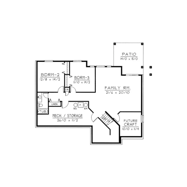 Traditional House Plan Lower Level Floor - Soren Ranch Home 096D-0030 - Shop House Plans and More