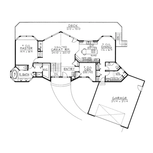 Lake House Plan First Floor - Salerno Peak A-Frame Home 096D-0031 - Shop House Plans and More