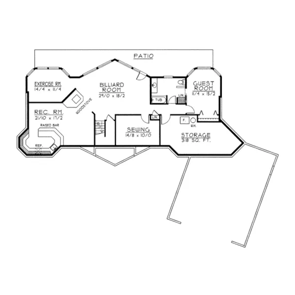 Lake House Plan Lower Level Floor - Salerno Peak A-Frame Home 096D-0031 - Shop House Plans and More