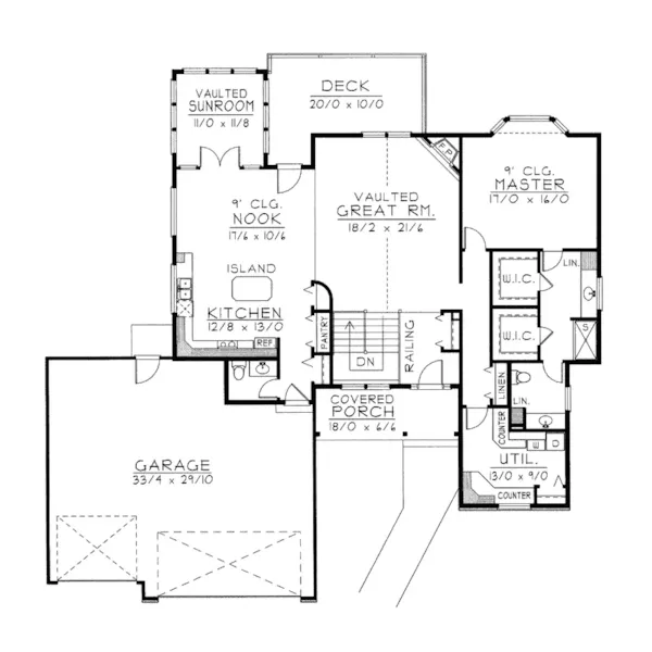 Waterfront House Plan First Floor - Larnell Waterfront Home 096D-0032 - Shop House Plans and More