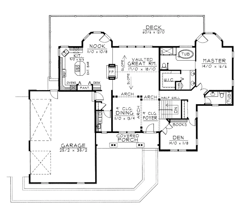 Ranch House Plan First Floor - Maria Rustic Ranch Home 096D-0033 - Shop House Plans and More