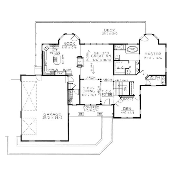 Rustic House Plan First Floor - Maria Rustic Ranch Home 096D-0033 - Shop House Plans and More