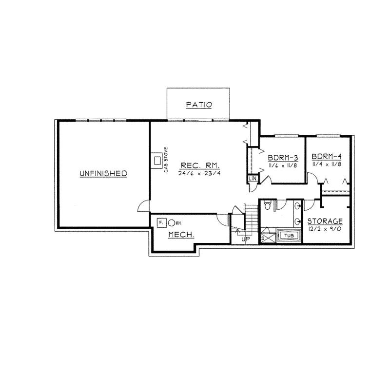 Traditional House Plan Lower Level Floor - Castoria Ranch Home 096D-0035 - Search House Plans and More