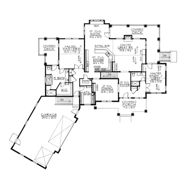 Ranch House Plan First Floor - Forestcreek Craftsman Home 096D-0036 - Search House Plans and More