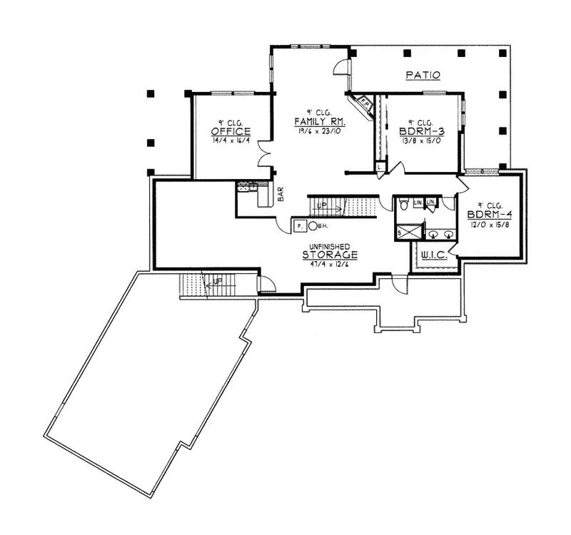 Traditional House Plan Lower Level Floor - Forestcreek Craftsman Home 096D-0036 - Search House Plans and More