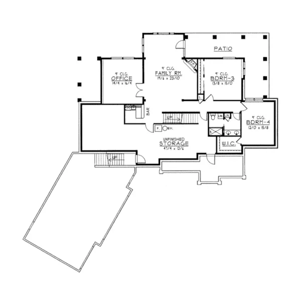 Ranch House Plan Lower Level Floor - Forestcreek Craftsman Home 096D-0036 - Search House Plans and More