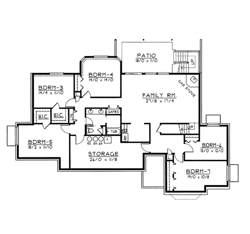 Traditional House Plan Lower Level Floor - Kannon Luxury Home 096D-0037 - Search House Plans and More