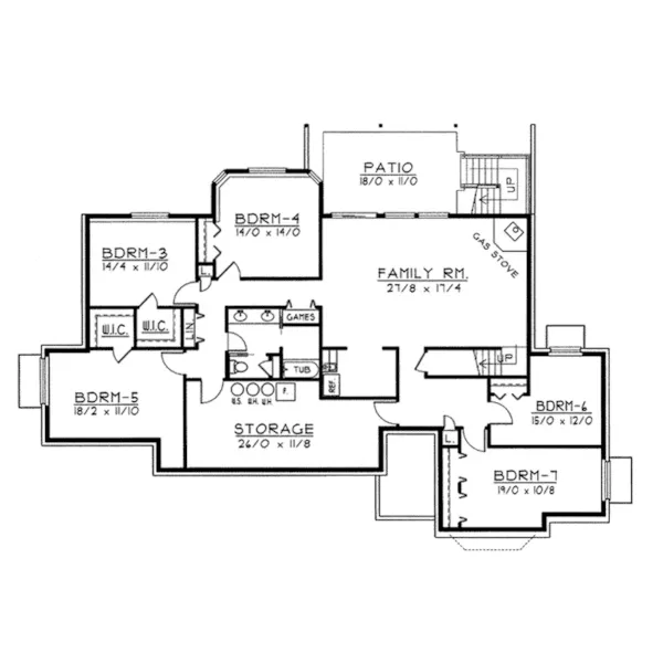 Traditional House Plan Lower Level Floor - Kannon Luxury Home 096D-0037 - Search House Plans and More