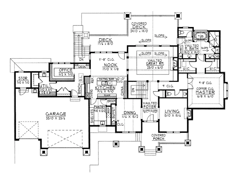 Country House Plan First Floor - Muirfield Castle Rustic Home 096D-0038 - Shop House Plans and More