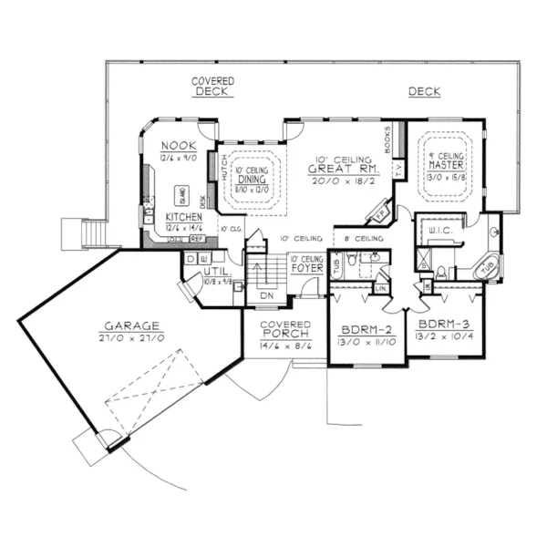 Ranch House Plan First Floor - Ludwig Farm Ranch Home 096D-0040 - Shop House Plans and More