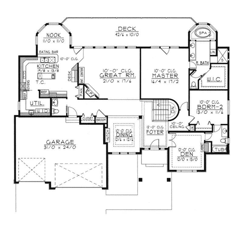 Country House Plan First Floor - Springtree Ranch Home 096D-0043 - Shop House Plans and More