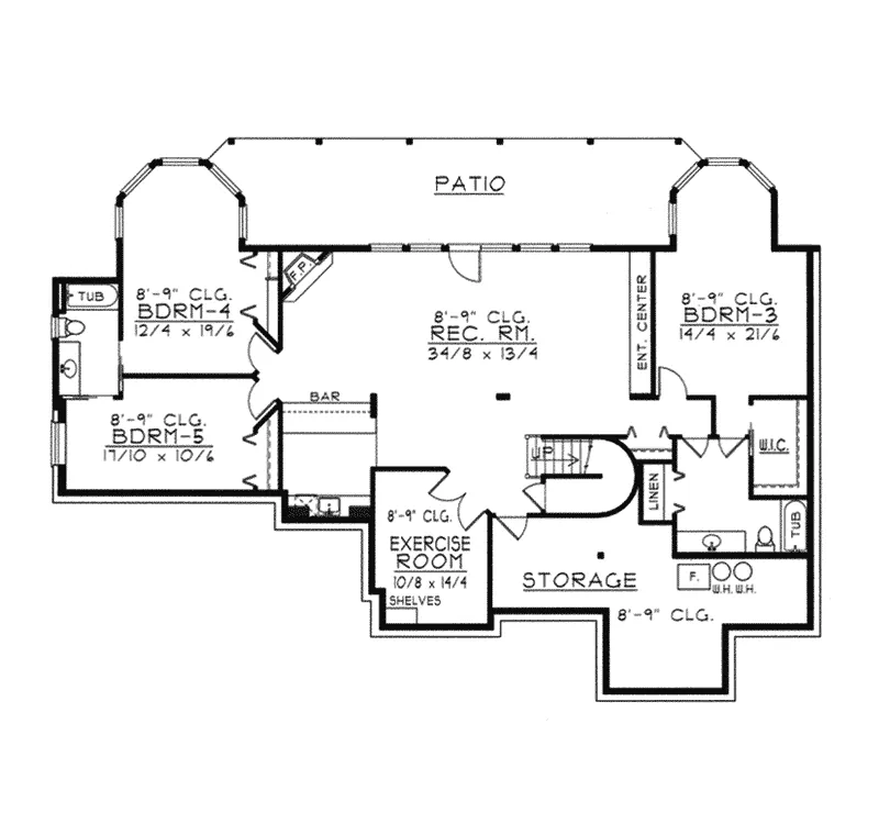 Country House Plan Lower Level Floor - Springtree Ranch Home 096D-0043 - Shop House Plans and More