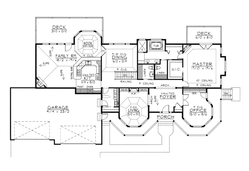 Luxury House Plan First Floor - Brightwell Country Ranch Home 096D-0044 - Search House Plans and More