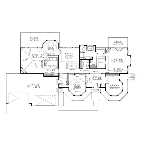 Luxury House Plan First Floor - Brightwell Country Ranch Home 096D-0044 - Search House Plans and More