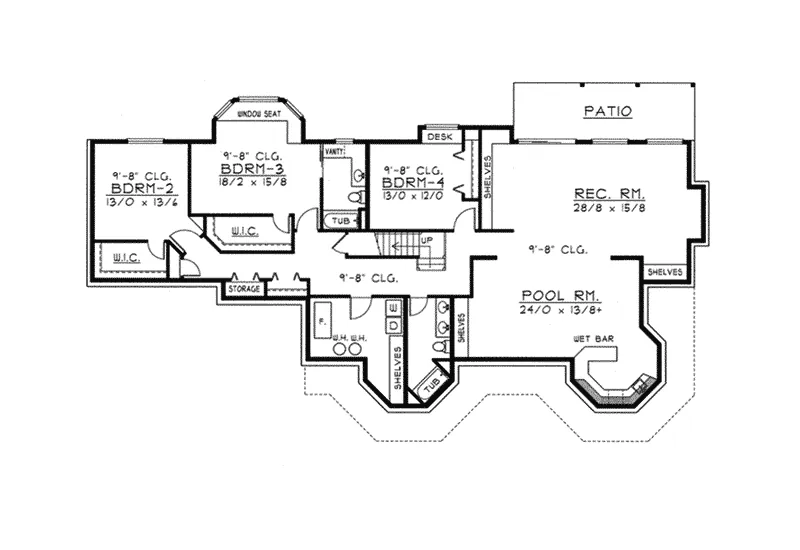 Luxury House Plan Lower Level Floor - Brightwell Country Ranch Home 096D-0044 - Search House Plans and More