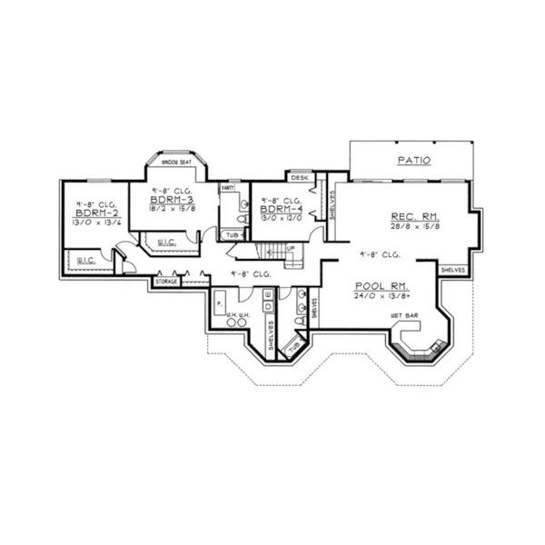 Luxury House Plan Lower Level Floor - Brightwell Country Ranch Home 096D-0044 - Search House Plans and More