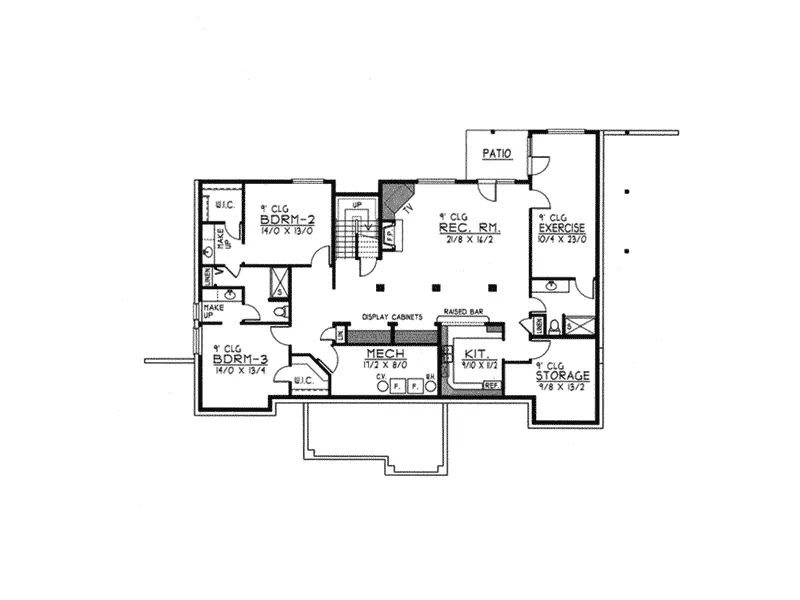 Arts & Crafts House Plan Lower Level Floor - Beckett Falls Craftsman Home 096D-0045 - Search House Plans and More