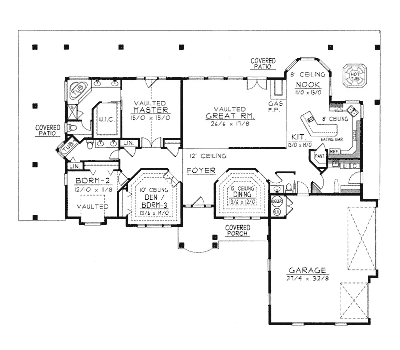 Traditional House Plan First Floor - Sanders Place Ranch Home 096D-0046 - Shop House Plans and More