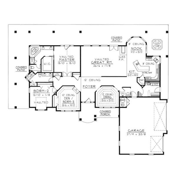 Florida House Plan First Floor - Sanders Place Ranch Home 096D-0046 - Shop House Plans and More