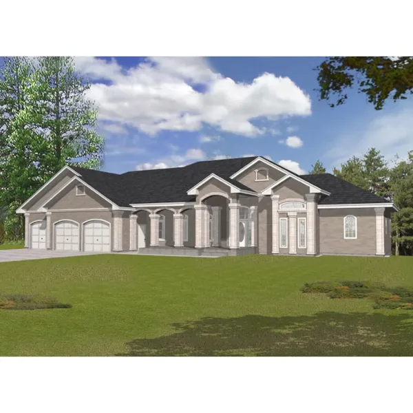 Ranch With Multiple Gables And Large Covered Porch With Columns