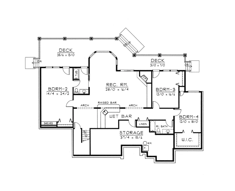 Sunbelt House Plan Lower Level Floor - Bruno Luxury Home 096D-0047 - Search House Plans and More