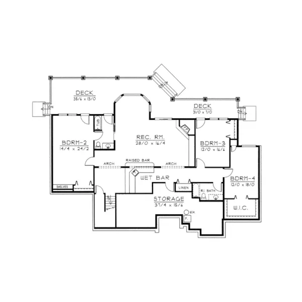 Sunbelt House Plan Lower Level Floor - Bruno Luxury Home 096D-0047 - Search House Plans and More