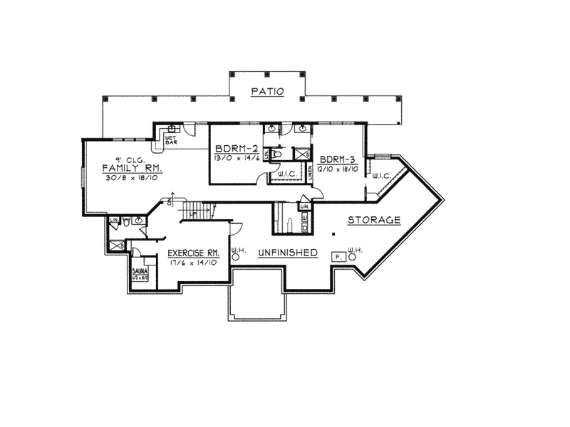 Ranch House Plan Lower Level Floor - Eiseman Luxury Ranch Home 096D-0049 - Search House Plans and More