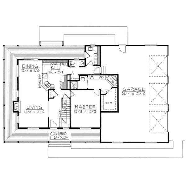 Traditional House Plan First Floor - Flintwood Country Farmhouse 096D-0054 - Search House Plans and More