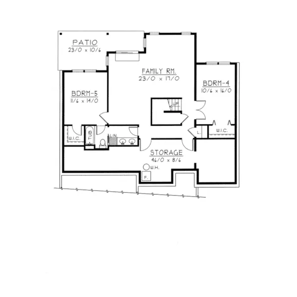 Traditional House Plan Lower Level Floor - Moore Hollow Shingle Style Home 096D-0058 - Shop House Plans and More