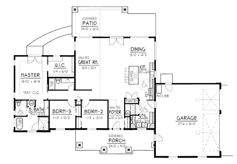 Craftsman House Plan First Floor - Mason Park Craftsman Home 096D-0059 | House Plans and More