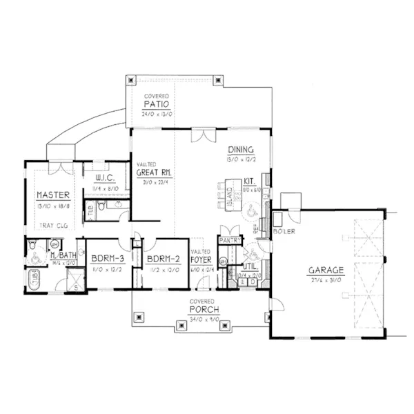 Arts & Crafts House Plan First Floor - Mason Park Craftsman Home 096D-0059 | House Plans and More