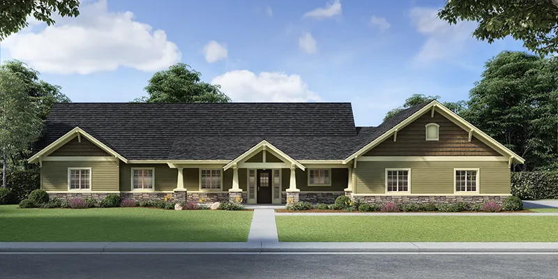 Craftsman House Plan Front of Home - Mason Park Craftsman Home 096D-0059 | House Plans and More