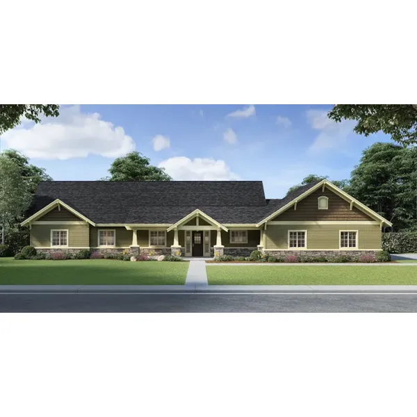 Arts & Crafts House Plan Front of Home - Mason Park Craftsman Home 096D-0059 | House Plans and More