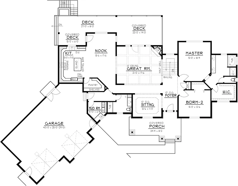 Shingle House Plan First Floor - Colton Craftsman Home 096D-0060 | House Plans and More