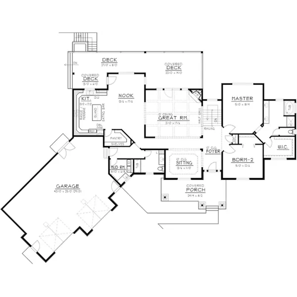 Ranch House Plan First Floor - Colton Craftsman Home 096D-0060 | House Plans and More