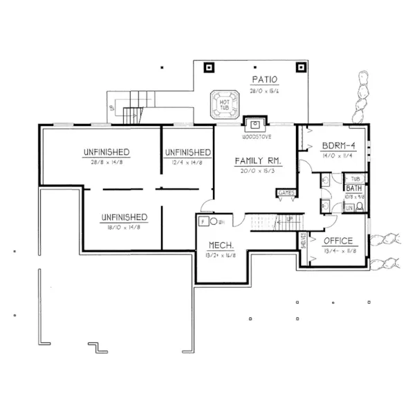 Lower Level Floor - Andromeda Craftsman Home 096D-0061 | House Plans and More