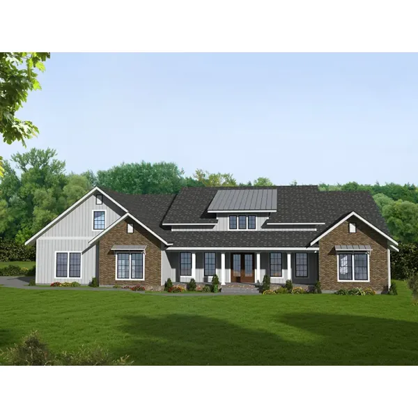 Modern Farmhouse Plan Front of Home - 096D-0062 | House Plans and More