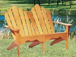 Rustic unpainted wood adirondack loveseat