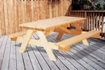 8' rectangle shaped picnic table with built-in benches