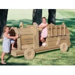 Children's wood fire engine is a great play structure with old-fashioned country charm