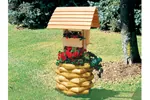 Landscape timber wishing well has log style design great for rustic environments