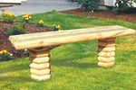 Landscape timber bench is te perfect style for a log home plan