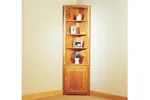 Space efficient cozy corner cupboard offers a great place to display collectibles