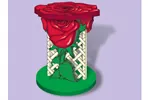 This rose plant stand is a striking place for displaying your favorite plant