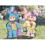 Easter dress-up darlings is a yard art pattern of two kids dressed in their Easter finest