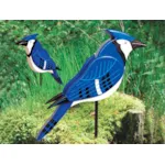 Layered big 3D blue jay can be staked into the yard in a garden or lawn area