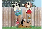 Three fence dog yard art patterns add fun decoration to your backyard