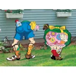 Tonic and Hooch is a yard art pattern that features a hillbilly man and woman bending over