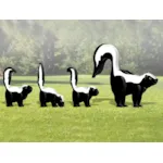 This 3D skunk family includes a large skunk and three babies